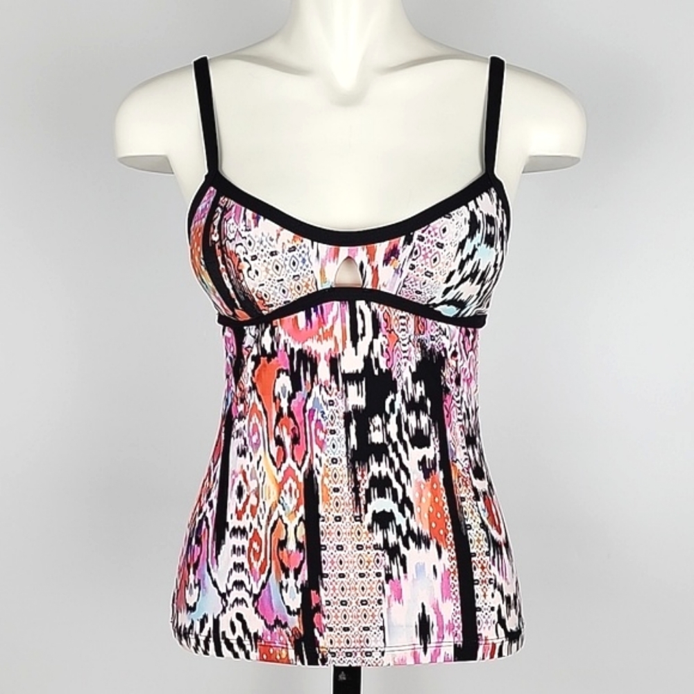 Seafolly Beach Women's Gypsy Nectarine Tankini Top White Pink Black Trim 6 - Picture 2 of 16